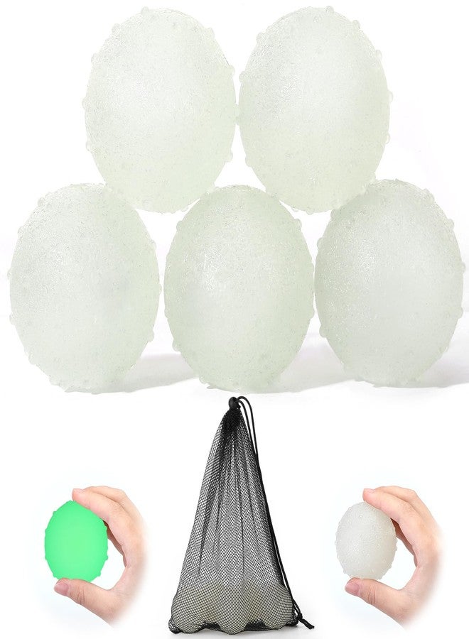 Liliful 5 Pcs Glow in The Dark Ball Dog Toy 2.5 Inch Glowing Fetch Ball Rubber Bouncy Dog Toy Balls with Net Bag for Dogs 20-60 Lbs - Image 1